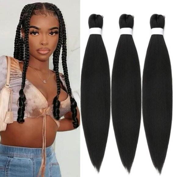 NEW EASY BRAID PRE-STRETCHED BRAIDING HAIR EXTENSIONS 3 PACk - Picture 1 of 9